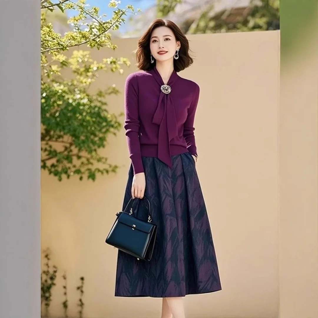 purple-knitted-set-women's-new-sle-autumn-2025-printed-f-skirt-with-sa-casual-sportswear-ensemble-fem-faion