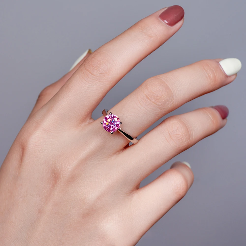 2 Karat bunte Moissanit-Ringe D Farbe VVS Original Sterling Silber 925 Schmuck für Frauen Eheringe mit GRA-Zertifikat – Detail 3