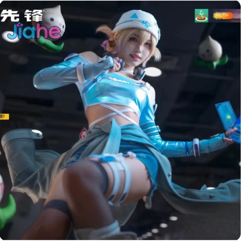 

Game OVERWATCH2 Kiriko Cosplay Costume Top denim jacket pants hat props accessories set Halloween party new women Kiriko uniform