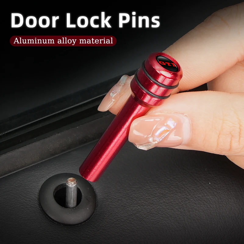 2/4Pcs Car Aluminum Alloy Door Lock Pins Rods Knobs For VW GTI Tiguan Golf Polo Scirocco Passat Jetta T-ROC Touareg Touran CC Sh
