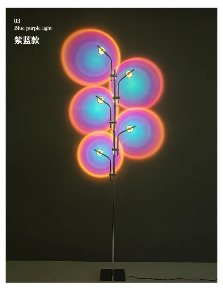 Modern Sunset Floor Lamp with 7 Colored Films & Angle Rotating, Mood Standing Lamp for Living Room Bedroom Hotel Decor Lighting
