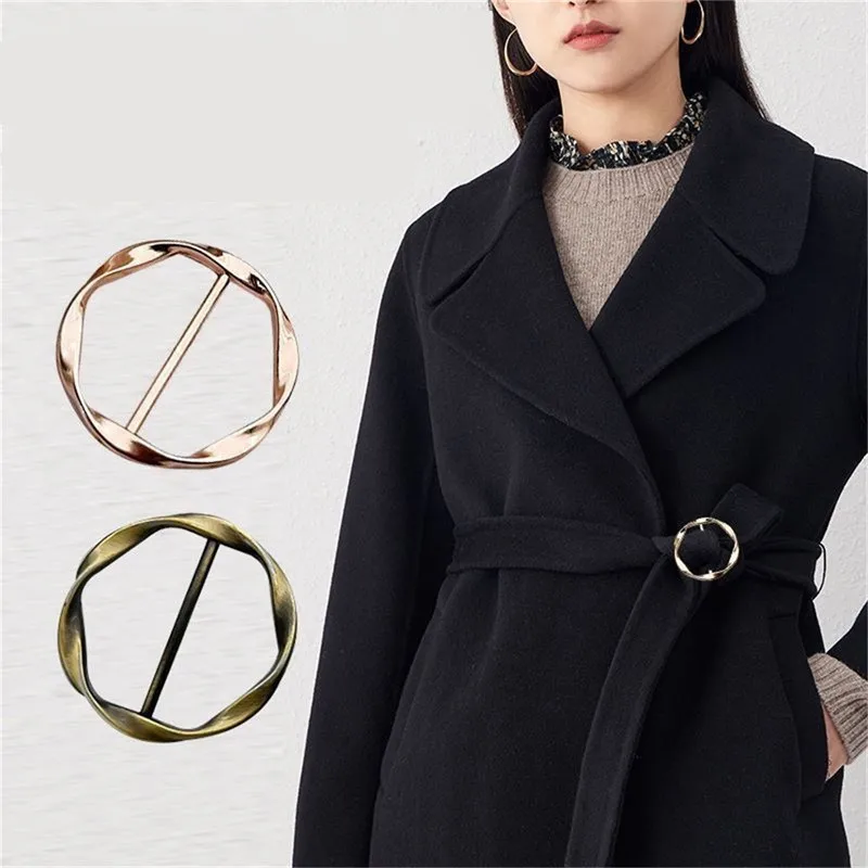 Round Metal Hijab Silk Scarf Ring Clip Button Shirt T-shirt Fixed Holder Shawl Buckle Simple Korean Version Decorative