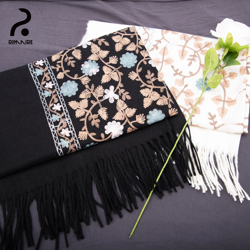 RIMAIRE Fashion Cotton Embroidery Muslim Hijab Soft And Comfortable Islamic Hijabs For Women 200*70cm Luxury Hijab With Tessels