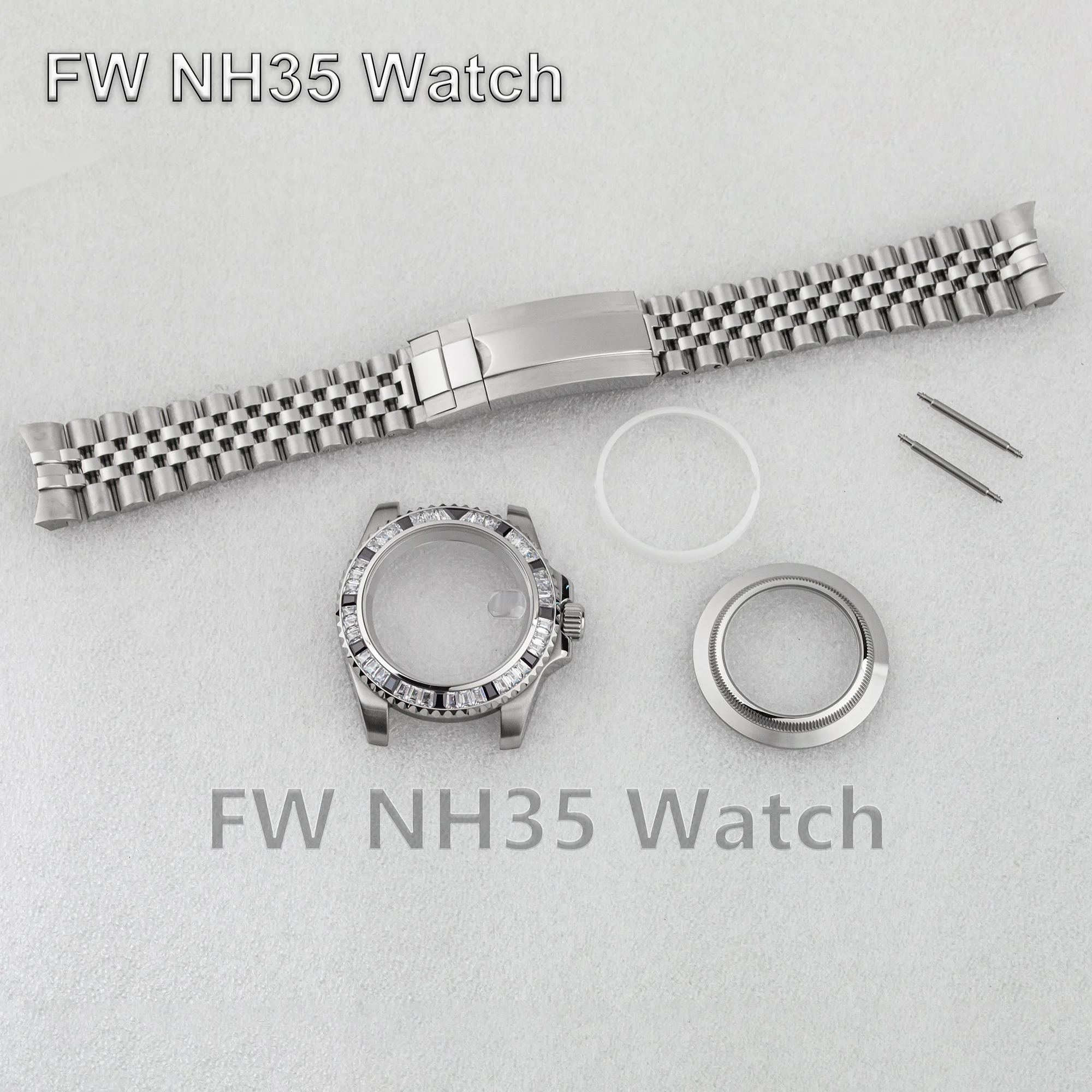 40 mm Uhrengehäuse, Jubilee-Armband, Saphirglas, wasserdichtes Diamantgehäuse, Edelstahl-Uhrenarmband für Mod SUB GMT NH35/36 Uhrwerk