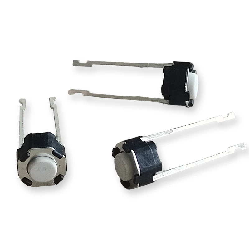50PCS 6x6 Round (Mid Two Pin Long Legs) Self-Reset Tact Switch 6*6*4.3/5H DC12V 50mA White Button And Black Seat Vertical Switch