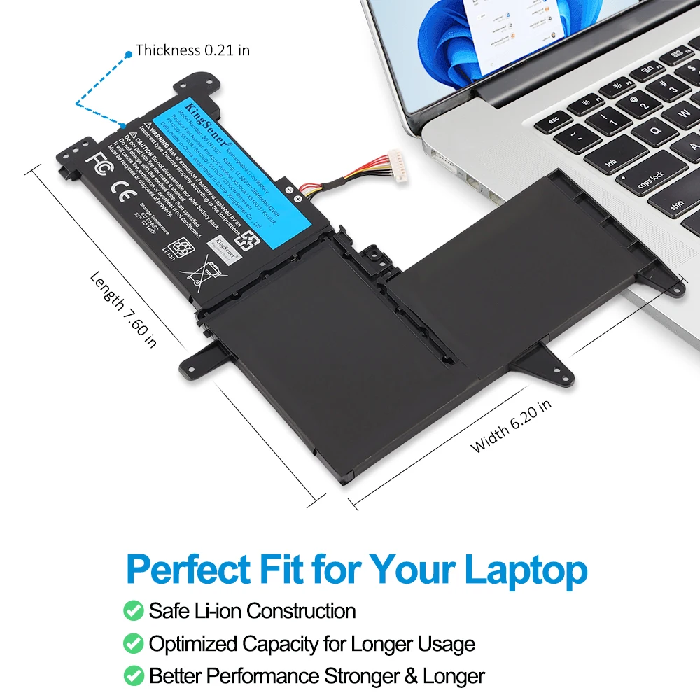 KingSener B31N1637 C31N1637 노트북 배터리 ASUS VivoBook X510 X510U X510UQ X510UA S510U S510UF S510UQ F510U F510UA F510UQ