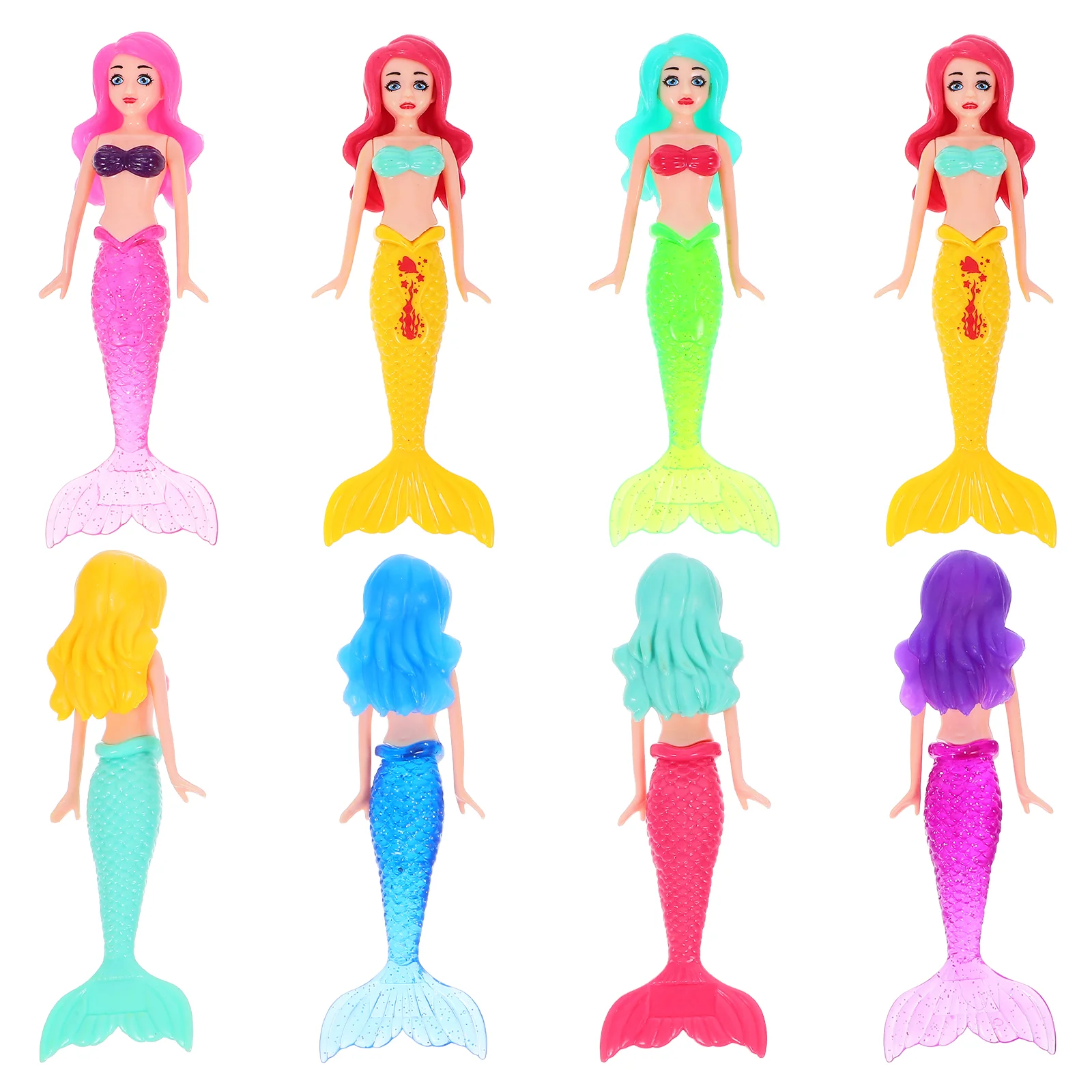 

8 Pcs Diving Toys Little Mermaid Pool Dolls for Water Bath Swimming Dive Kids