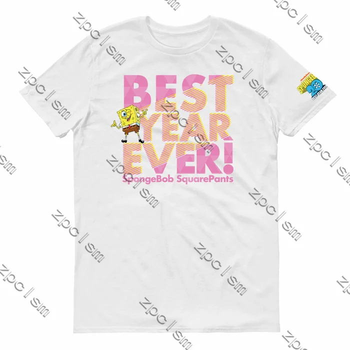 Anime SpongeBob Short Sleeve T-Shirt Kids Clothing O-Neck Cotton T-shirt Boys And Girls Clothes Family Men and Women Casual Tops