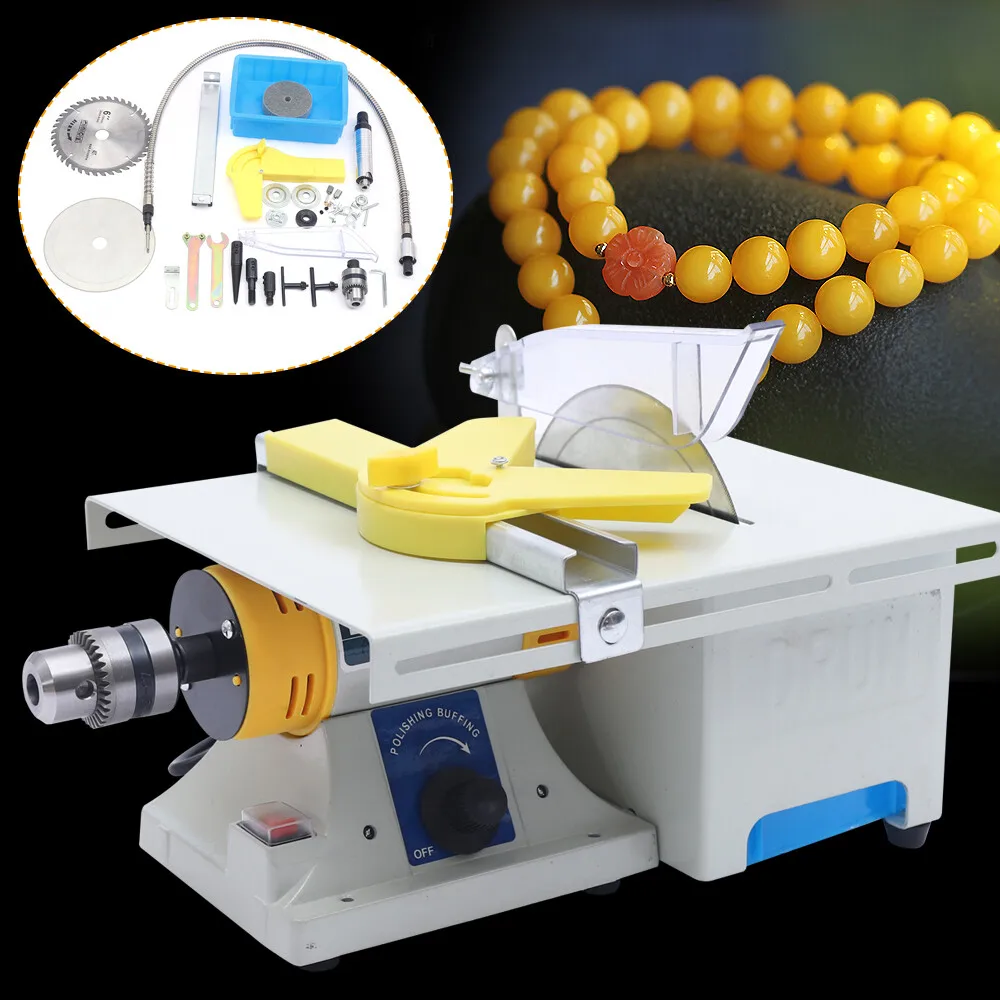 

750W Mini Table Rock Saw Gem Polishing Grinder Machine Jewelry Lapidary Machine 0-10000Rpm
