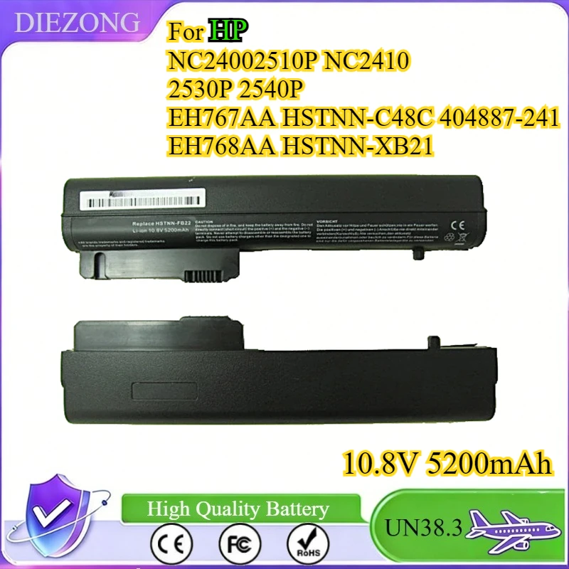 5200mAh 6Cells Laptop Battery for HP EliteBook 2530p 2540p Nc2400 2510P NC2410 EH767AA HSTNN-C48C 404887-241 EH768AA HSTNN-XB21