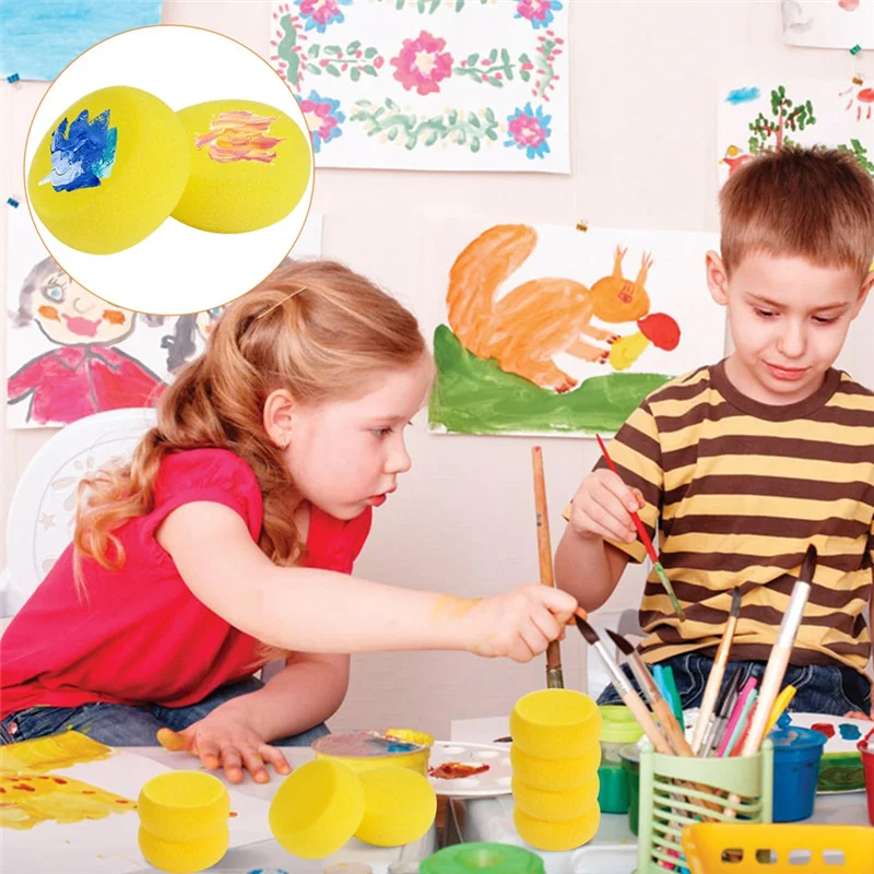 70 шт. круглая губка для рисования 3 дюйма желтая синтетическая губка акварель художественная губка для рисования, керамическая глина художественные ремесла прочная