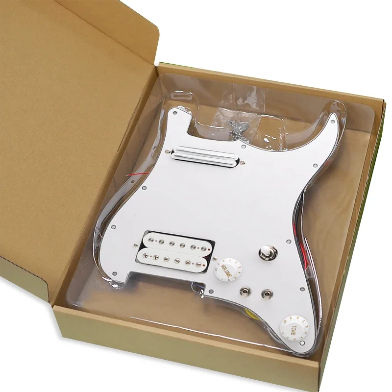 AlnicoV Prewired Guitar Pickguard Coil Splitting Pickguard HH(Mini Humbucker + Humbucker) Loaded Pickguard with Humbucker Pickup