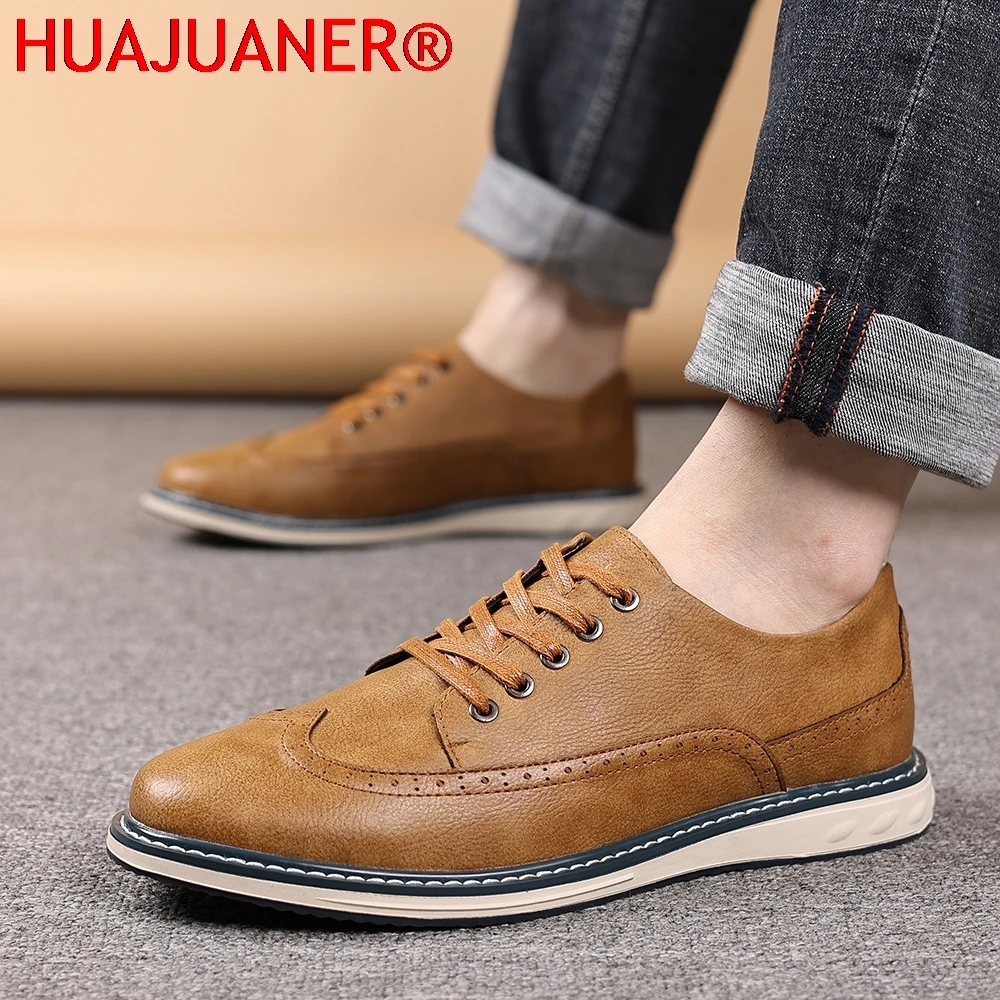 

Мужские зимние немецкие оксфорды в британском стиле, повседневные кожаные износостойкие туфли на низком ходу, классические на шнуровке, для города