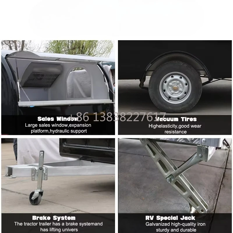 Multifunctional Aluminum Mobile Kitchen | Customizable Capacity Food Sales Trailer for Snack Food & Ice Cream