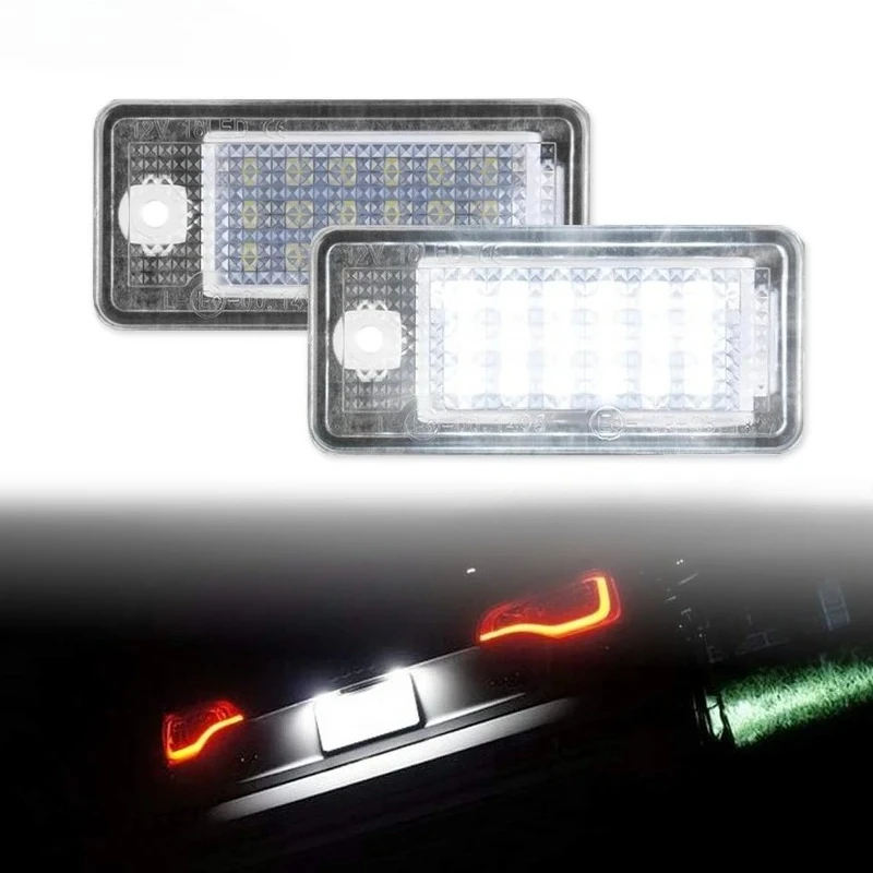 

2pcslicense plate lights suitable for Audi A3, A4, S4, RS4, B6, B7, A6, RS6, S6, C6, S5, Q7, A8, S8, and LED license plate light