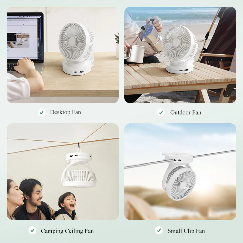 HEBRON 소형 클립형 USB 충전 팬 학생 기숙사 침대 사무실 데스크탑 및 자동차 배터리 구동을 위한 새로운 자동 팬 세트