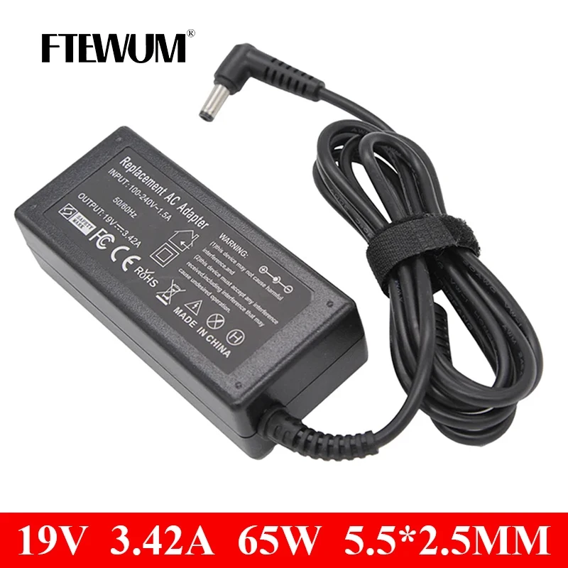 19V 3.42A 65W 5.5*2.5mm Laptop Adapter AC Charger For Lenovo For ASUS For Toshiba X401A X550C A450C Y481 X501LA X551C V85 Power