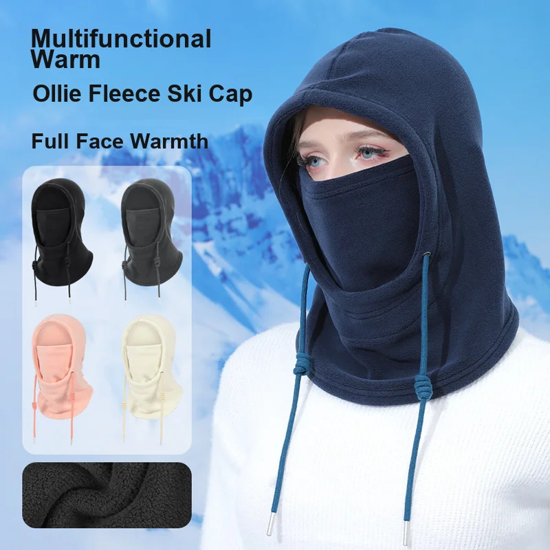 Granular Fleece Thermal Balaclava Thick Fleece Lined Cold Protection Face Neck Integrated Hat for Autumn Winter Outdoor Cycling
