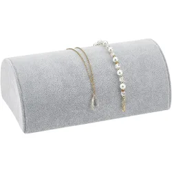 Half Moon Velvet Bracelet Display Soft Jewelry Display Stand Light Grey Bracelet Necklace Holder Watch Display Ramp Stand