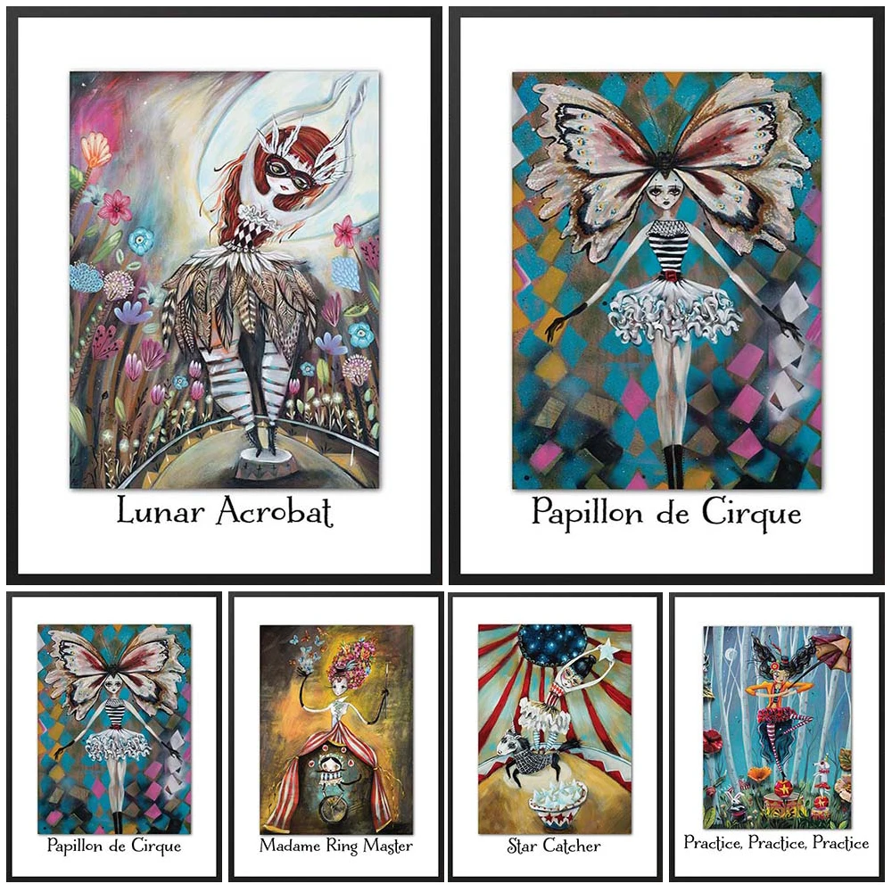 البهلوانية فرقة فراشة فتاة الكرتون المشارك الرسم على لوحات القماش الجدارية الملصقات يطبع جدار صور لغرفة المعيشة ديكور المنزل #1