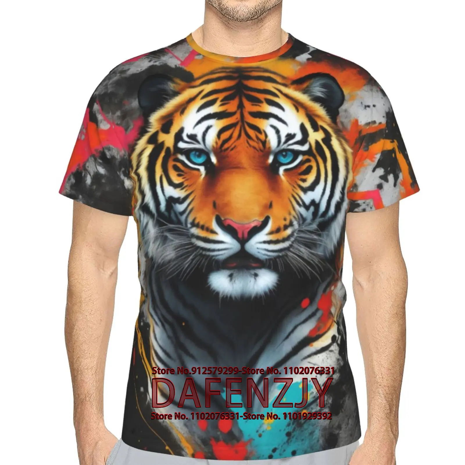 Men T Shirts 3D Print Tiger Graphc Tshirt Cool Lion Design Crew Neck Tee Men Women Short Sleeve T-Shirt