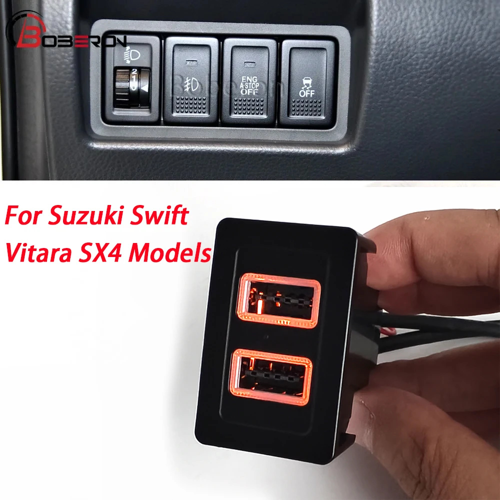New Modified QC3.0 USB Intelligent Fast Phone Charging Socket Charger Adapter For Suzuki SX4 Swift Vitara Alto