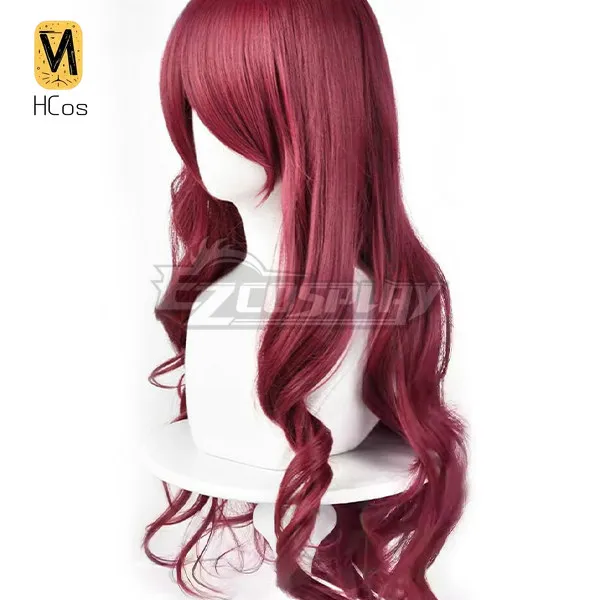 Handmade Cos Outfit: P3 Mitsuru Kirijo Cos Wig Wine Red Mid‑Length Curly Synthetic Hair Wig Game Character Hairpiece for Women - view 5