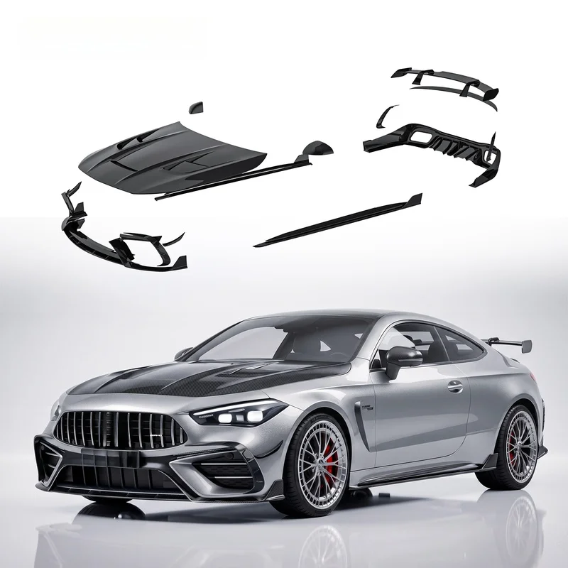 High Quality Prepreg Dry Carbon Fiber Full Body Kit Fit for CLE53 Front Lip Engine Hood Rear Diffuser Rear Wing Modification Par