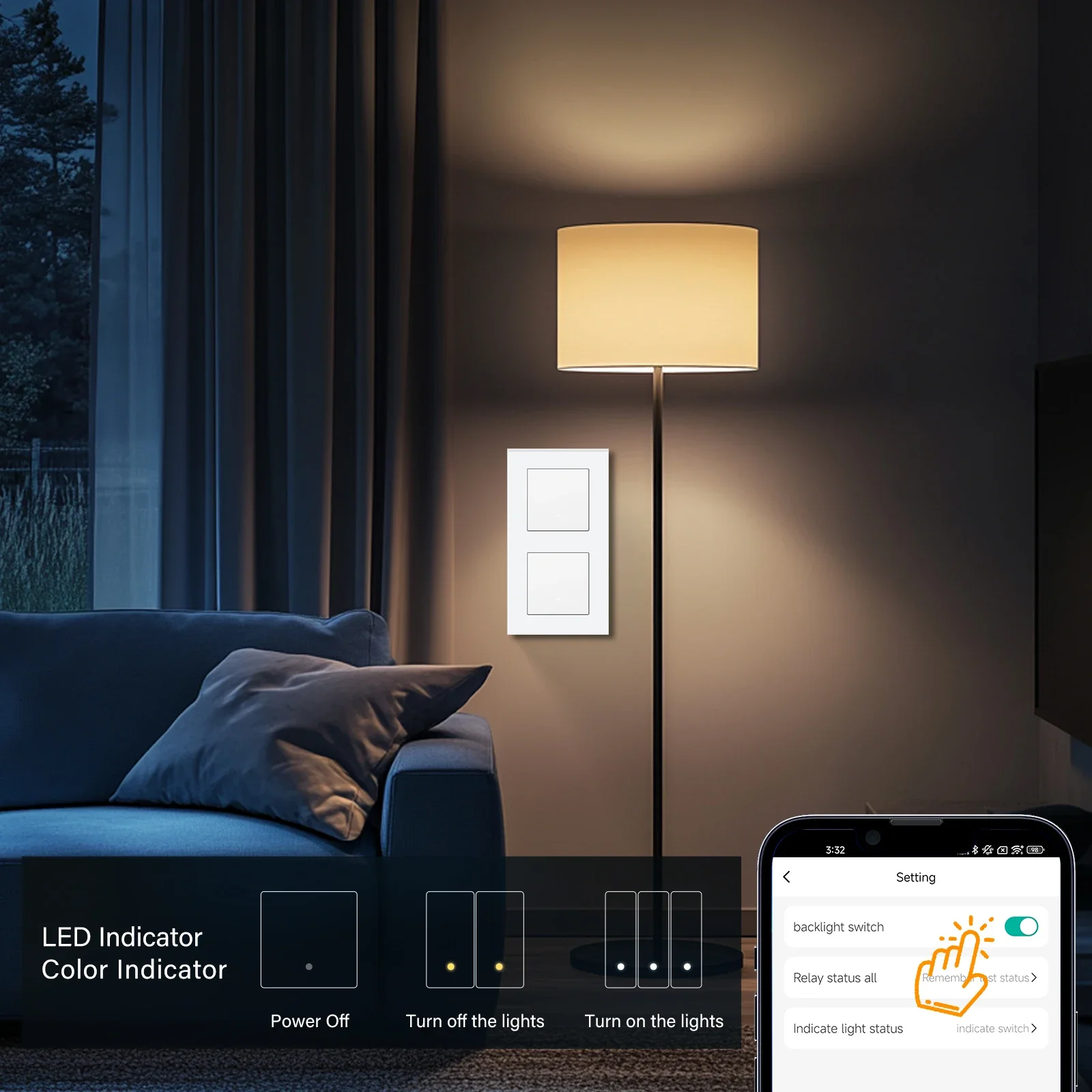 BSEED ZigBee Click Switches Single Live Wall Smart Click Light Switches White Glass Frame For Tuya Smart Life Google Yandex APP