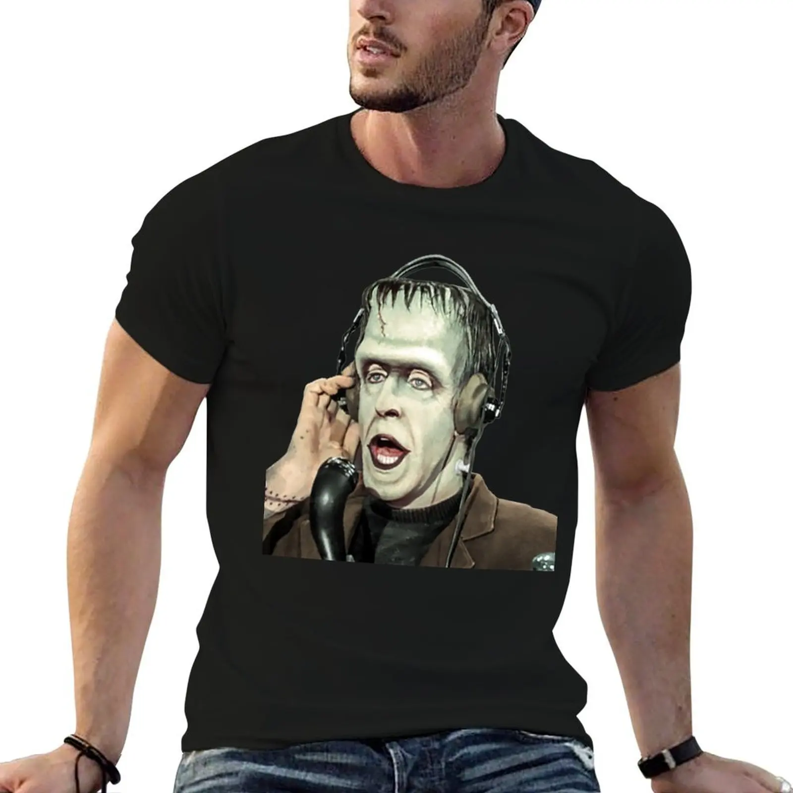Camiseta de Herman Munster de la radio, camisetas de algodón para hombre, camisetas de marca de lujo de alta calidad, camiseta 100% de algodón