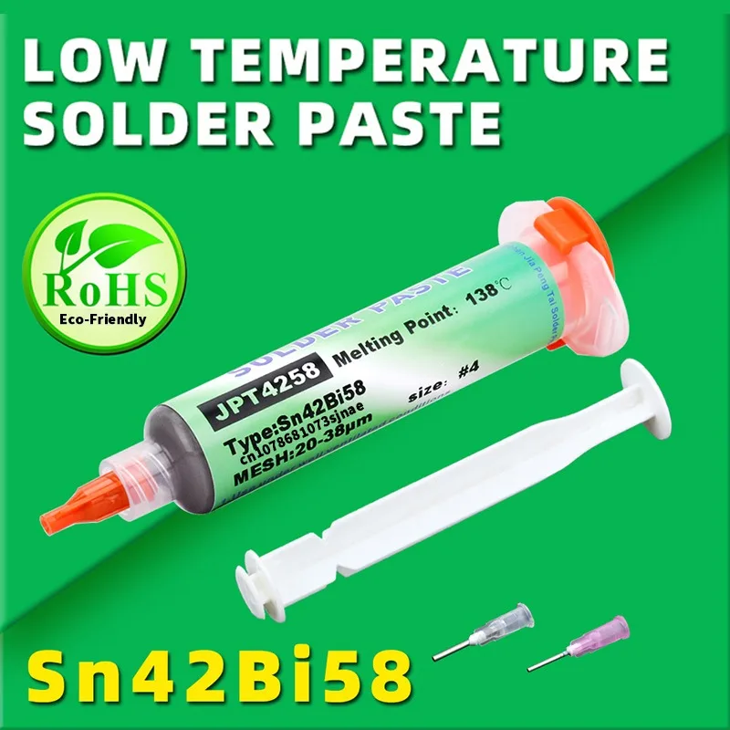 138 ℃ Low Temperature Lead-free Syringe No Clean Solder Paste Sn42Bi58 SMD Welding Paste for Circuit Phone Component Repair