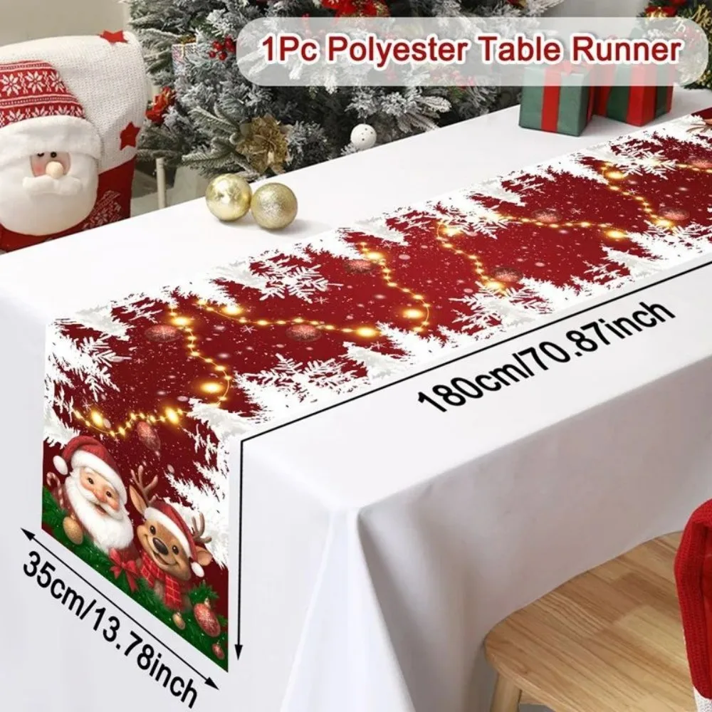 VIKAMA Weihnachts-Tischläufer, Weihnachtsmann-Design, 2026 Urlaubstischdekoration, Küche, rote und grüne Weihnachtstischdecke