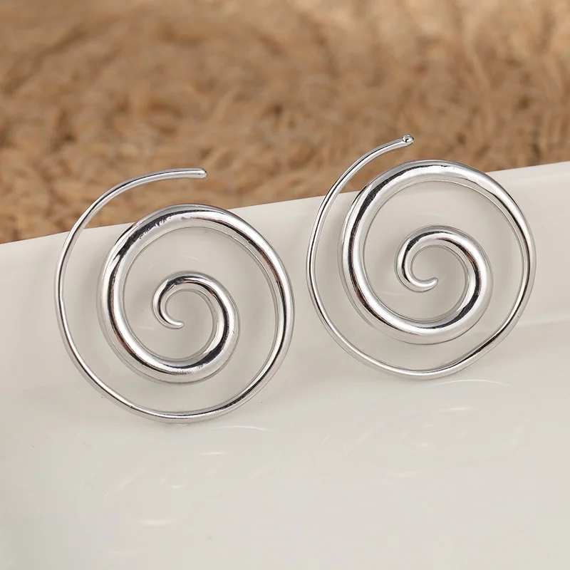 A Pair of Simple Retro Spiral Design Earrings, Creative Earrings Accessories for Men and Women's Daily Parties