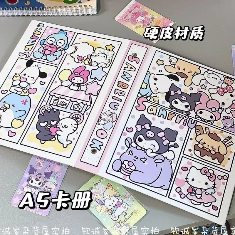 30 Internal Pages Sanrio Hello Kitty Kuromi A5 Size Album Star Small Card Storage Book Loose Leaf Cute Collection Card Storage