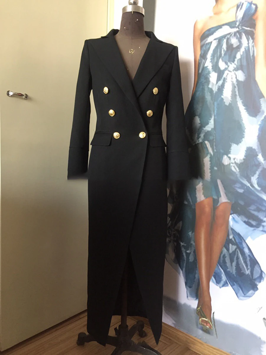 VGH Sexy Solid Spliced Button Slimming Dresses For Women Lapel Long Sleeve High Waist Temperament Dress Female Fashion Style New