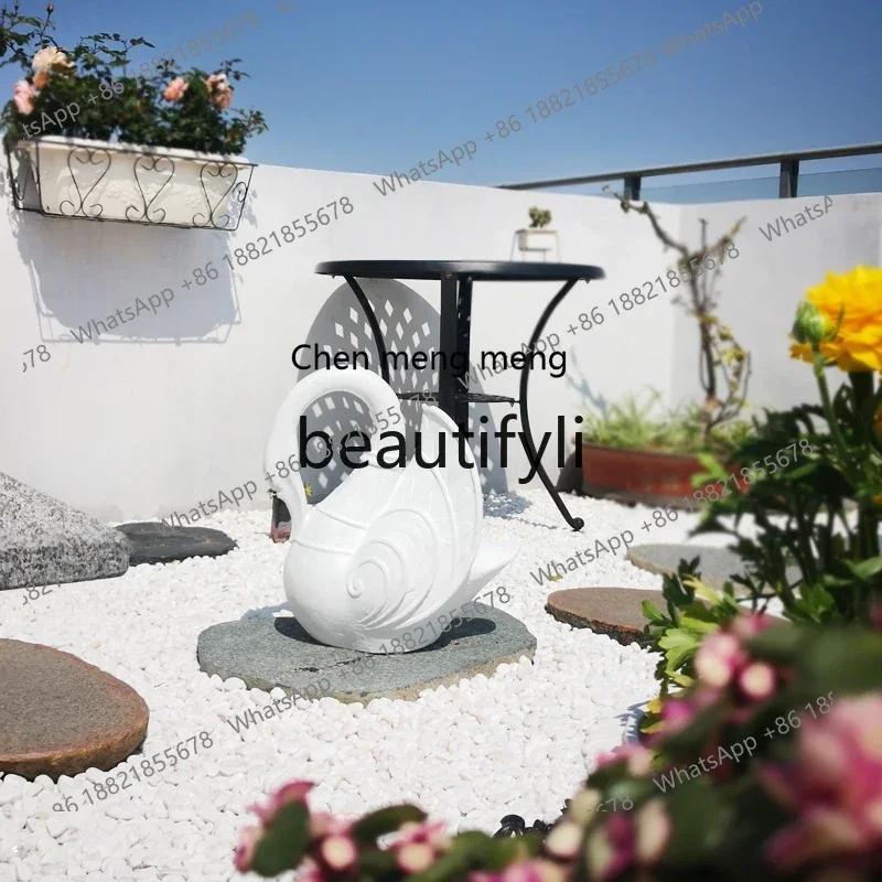 D178  Resin, ornaments Outdoor fish pond decoration Garden landscaping White medium animal sculpture