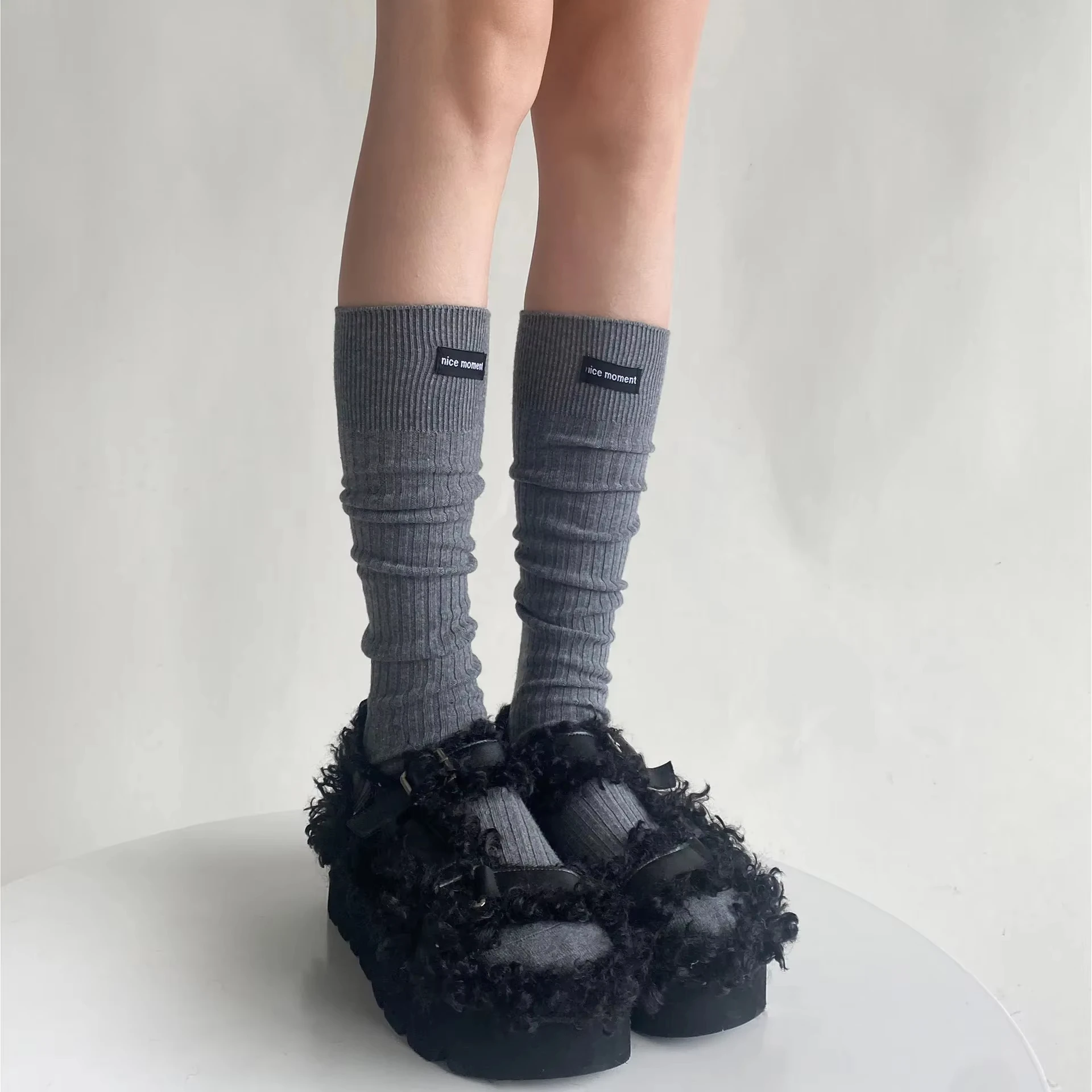 Japanese Style Solid Color Long Socks StockingsKnee Socks Women Stockings JK  Women Cotton Vintage Knee High Socks