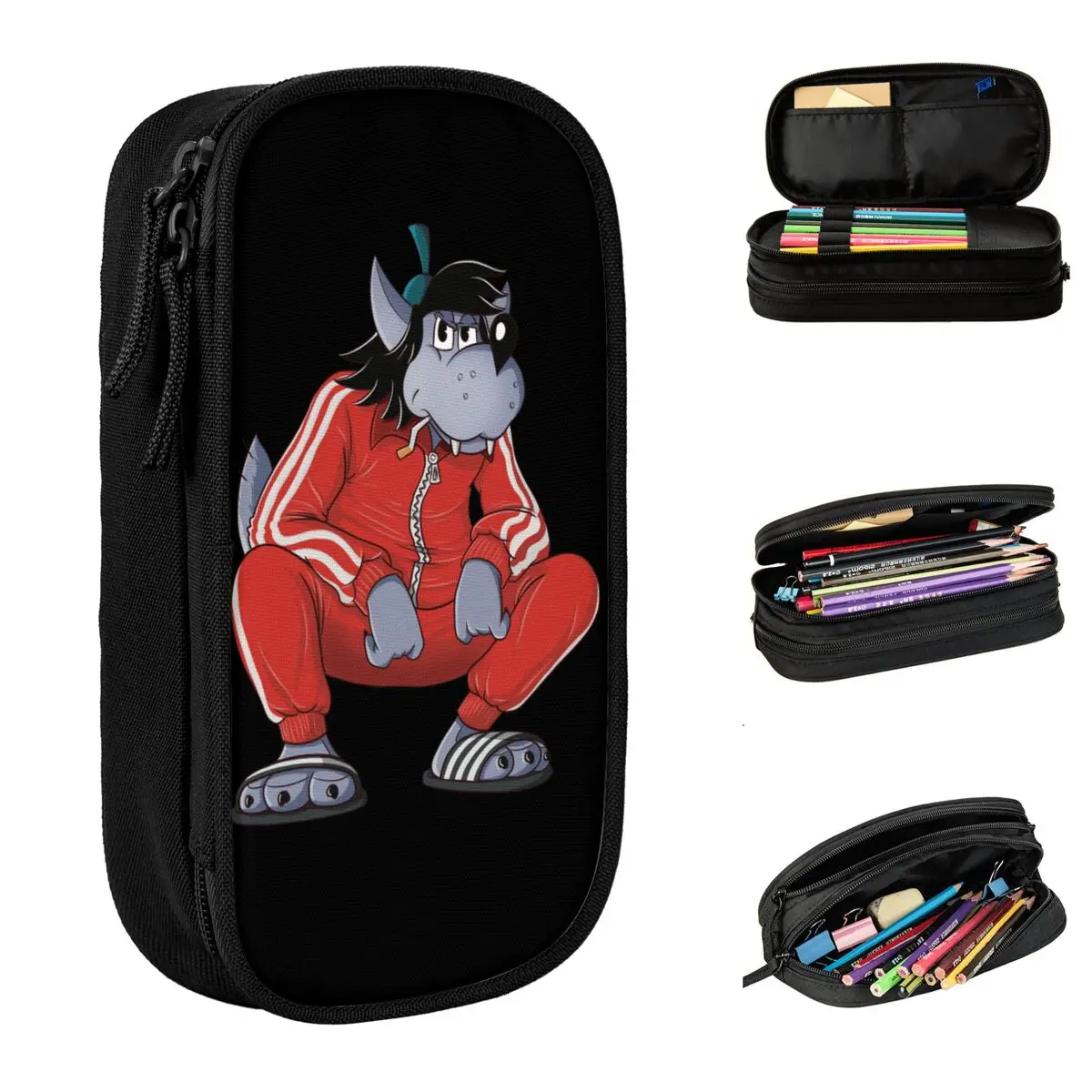 Lovely Nu Pogodi Tracksuit Squat Wolf Pencil Cases Pencil Box Pen Holder for Girls Boys Big Capacity Bag School Gifts Stationery