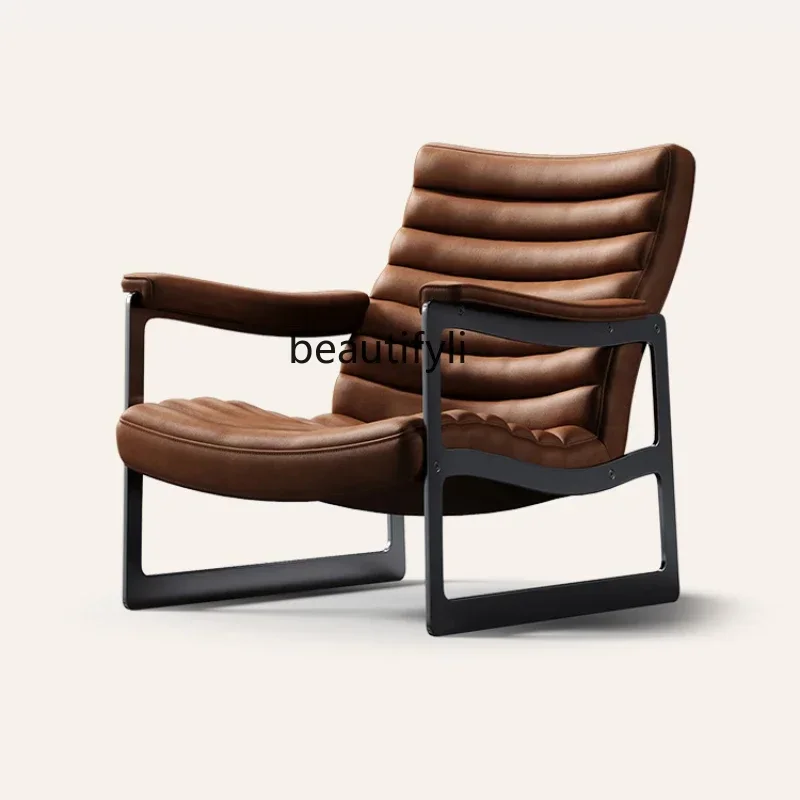 L lt Single sofa chair Modern style living room single chair Designer full leather leisure chair