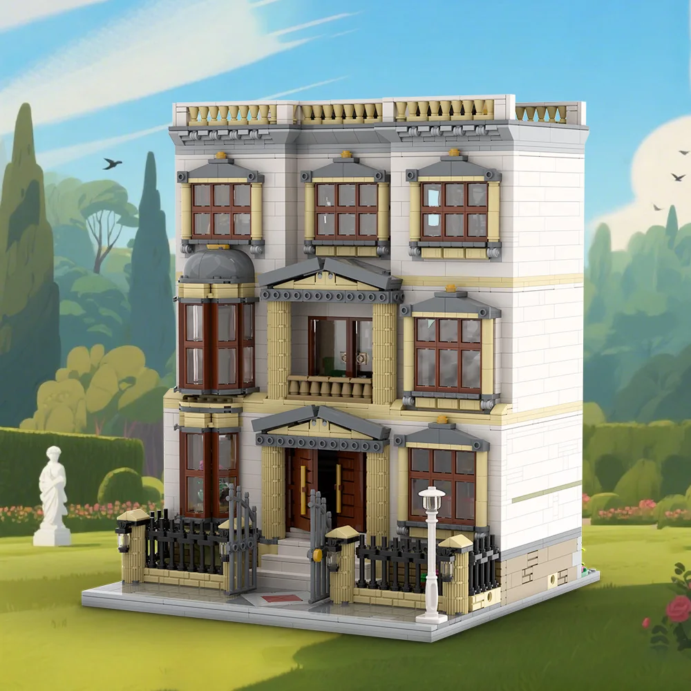 MOC Classicistic Villa อิฐรุ่น Retro Classicistic Villa สถาปัตยกรรม Street View Building Blocks ประกอบของเล่นเด็กของขวัญ