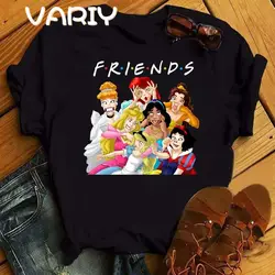 Kawaii Snow White Princess Anime T Shirt Women Short Sleeve Anna Elsa Princess T Shirt Fashion Friends Tshirt Female Clothes