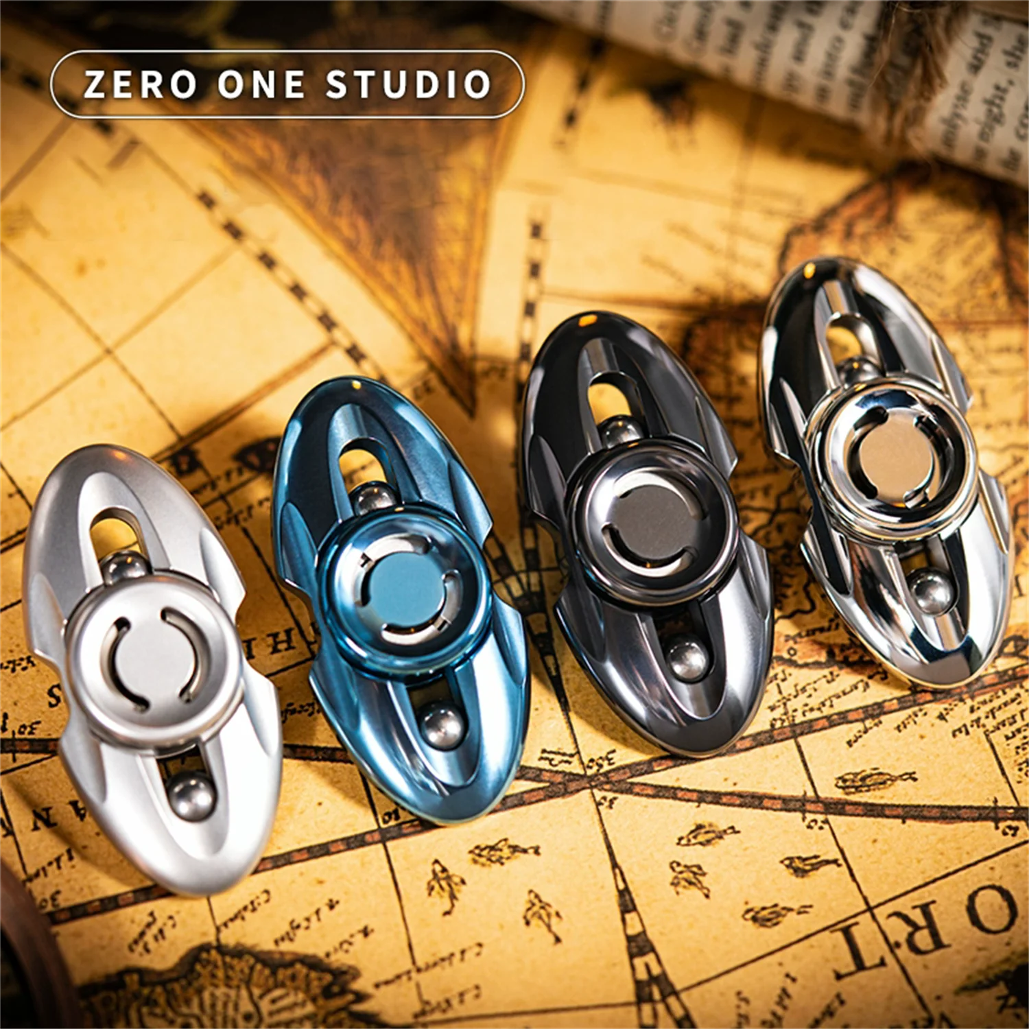 01EDC Studio Stainless Steel Fingertip Gyro Double Page Gyro Metal Decompression Toys Mechanical Fidget Spinner Black Technology