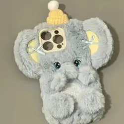 Ins Plush Elephant Cute Case for IPhone 15 14 Pro Max 11 13 12 Mini XR 6 8 7 Plus X XS SE Cute Cover Shockproof Soft Case