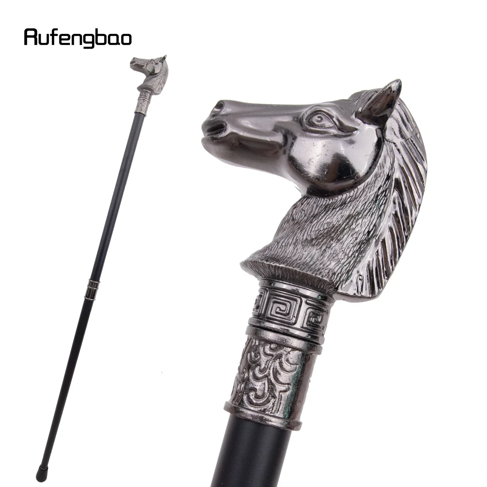Race Horse Bristle Head Animal Fashion Walking Stick Decorative Cospaly Vintage Party Fashionable Walking Cane Crosier 93cm
