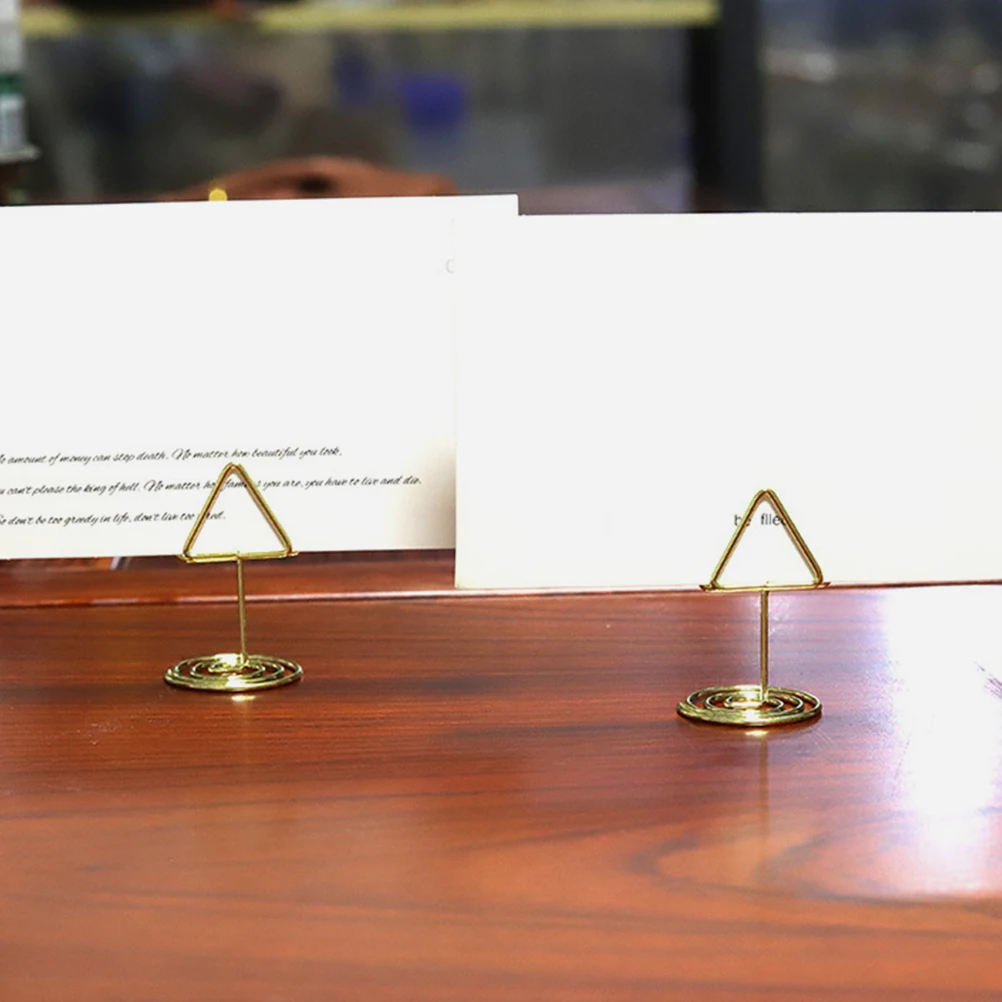 

20pcs Triangle Holder Triangle Memo Clips Elegant Metal Card Desk ganizer Christmas Decor Place Cards Office Supplies