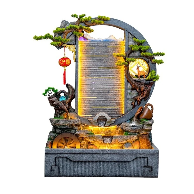 

Water Curtain Wall Flowing Water Lucky Decoration Floor Hallway Screen Landscape Rockery Fountain Company Decoration