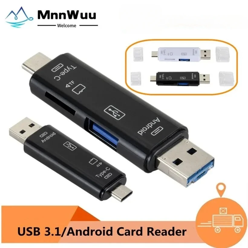 

5 in 1 Multifunction Usb 2.0 Type C/Usb /Micro Usb/Tf/SD Memory Card Reader OTG Card Reader Adapter Mobile Phone Accessories