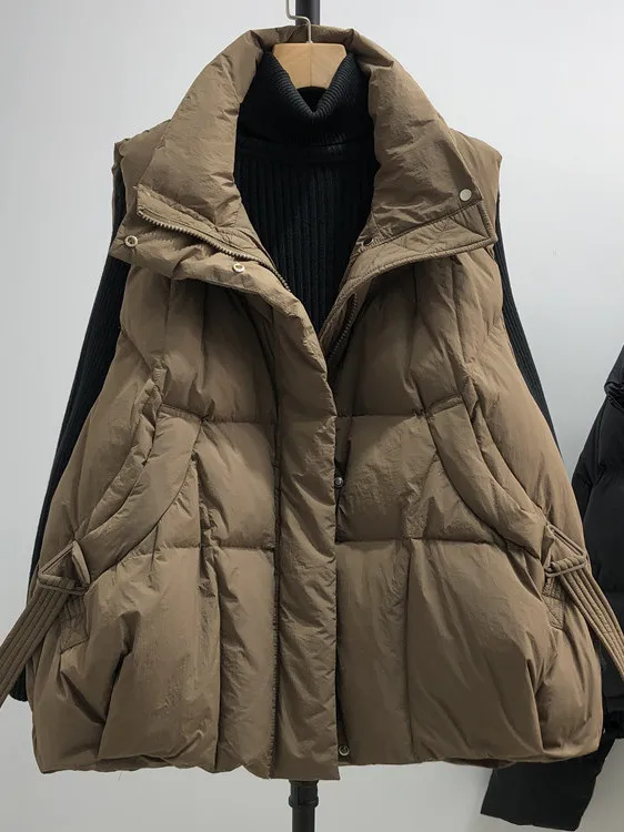 

Пуховый хлопковый жилет большого размера, новинка 2025, свободный крой, женское модное теплое пальто на молнии с застежкой-молнией