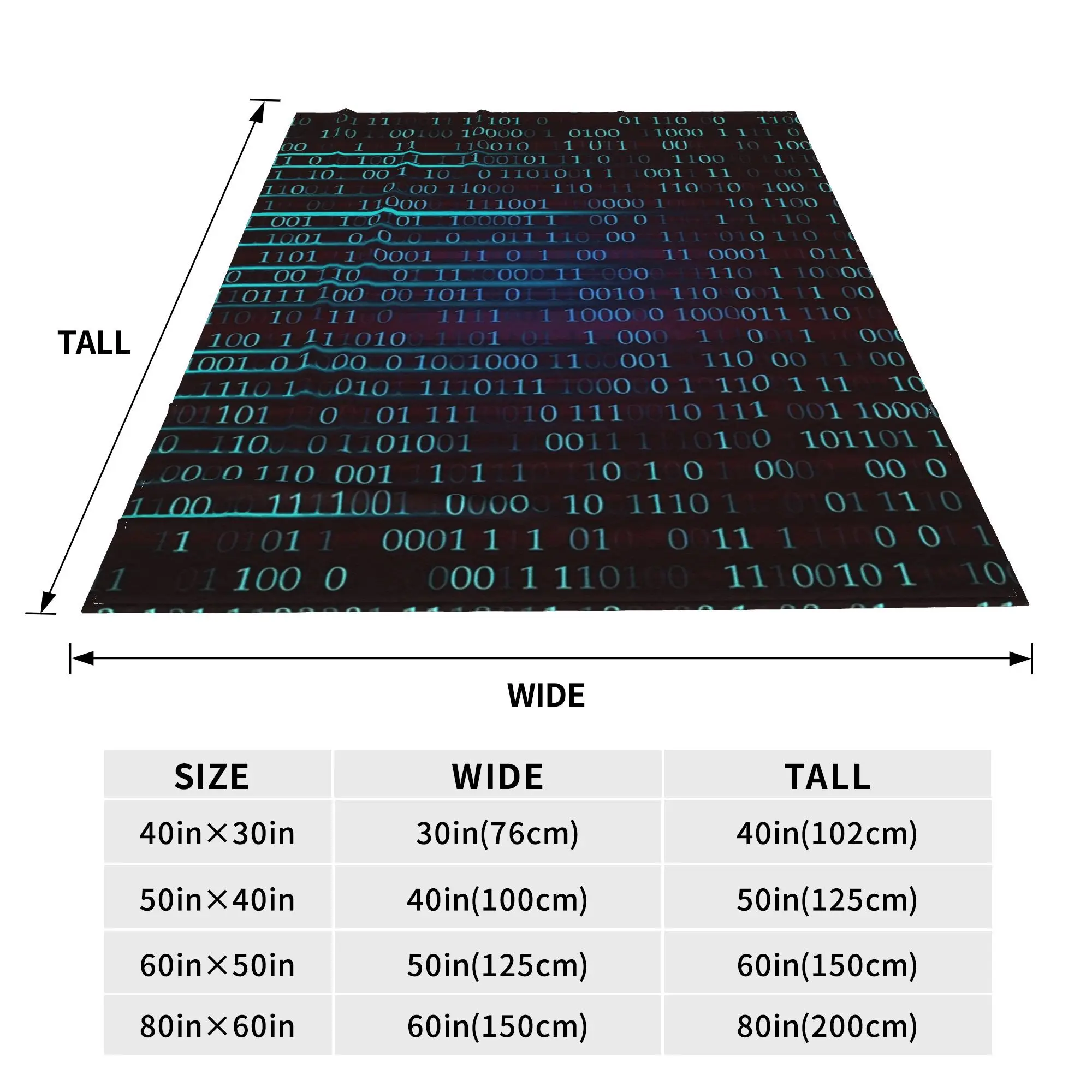 Binary computer code. Blankets Soft Warm Flannel Throw Blanket Bedding for Bed Living room Picnic Travel Home Couch