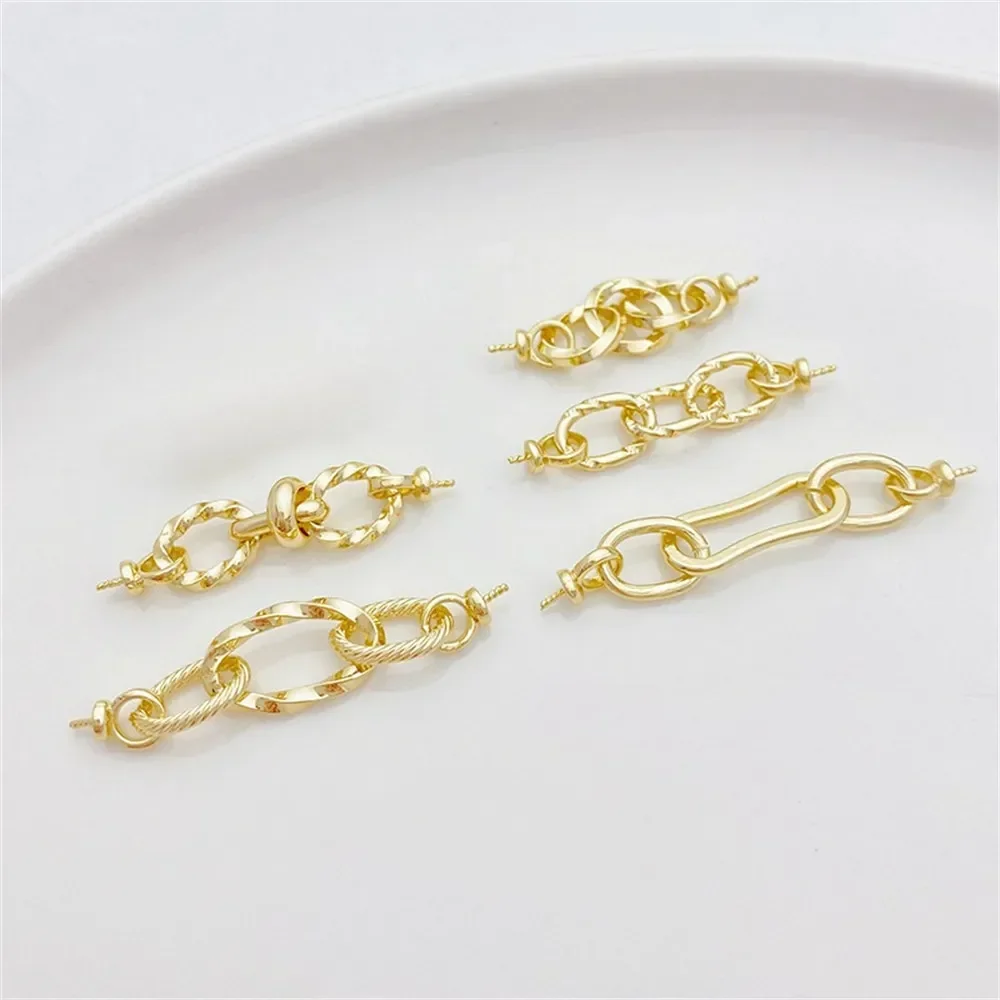 14K Gold-wrapped Connection Chain Double-headed Sheep's Eye Nails DIY Sticky Pearl Bracelet Necklace Jewelry Material